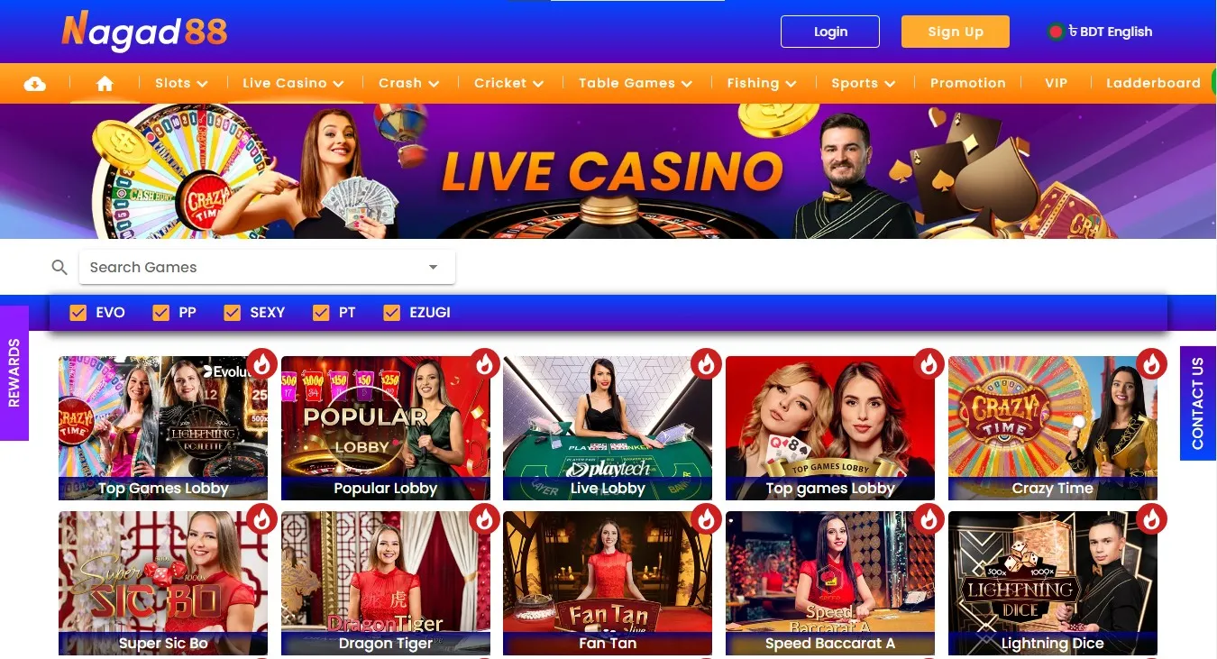 Nagad88 Casino Live Casino. English