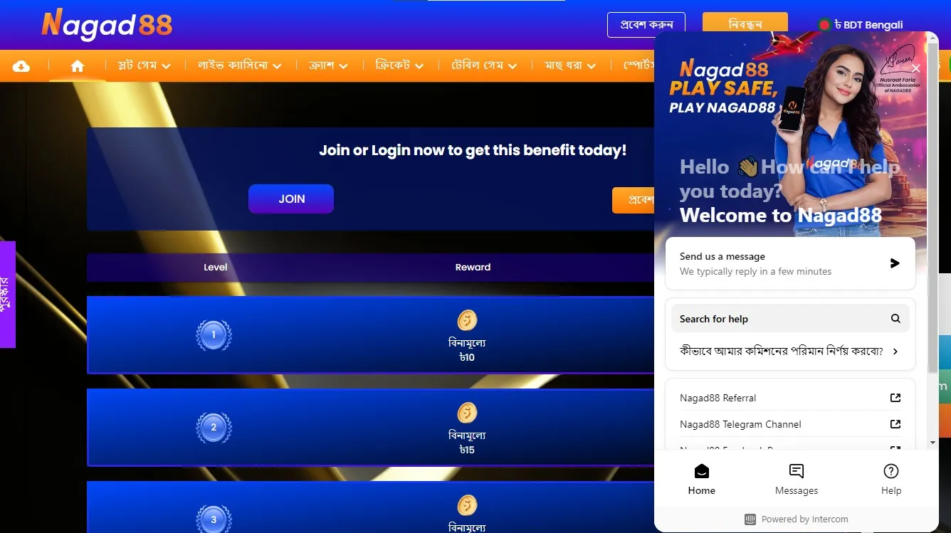 Nagad88 Casino Live chat